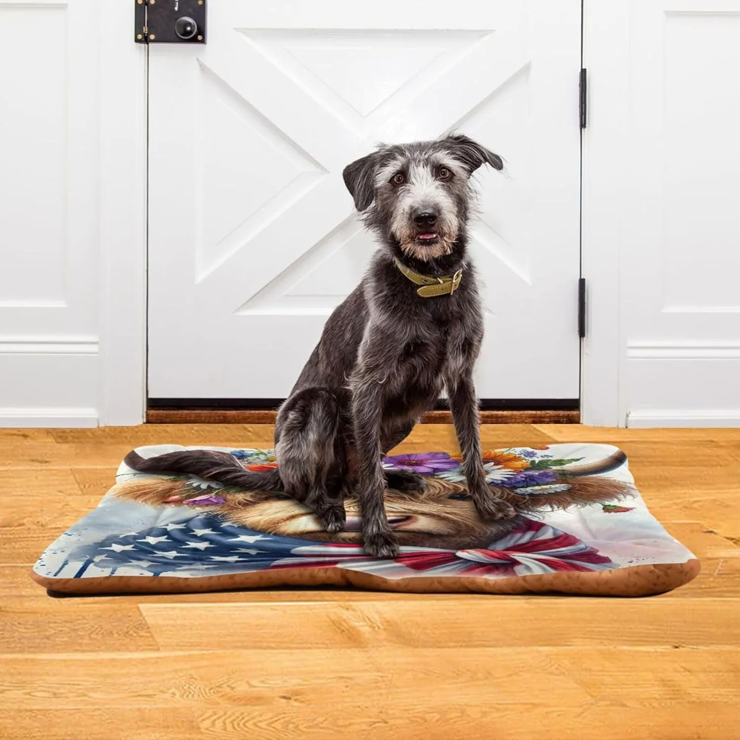 Joko Ivery Flag Watercolor Highland Cow Dog Cat Bed for Crate Soft Crate Pad Anti Slip Sleeping Mats Machine Washable Crate Mat for Puppy Dogs Cats Indoor Pet Supplies 2418 in