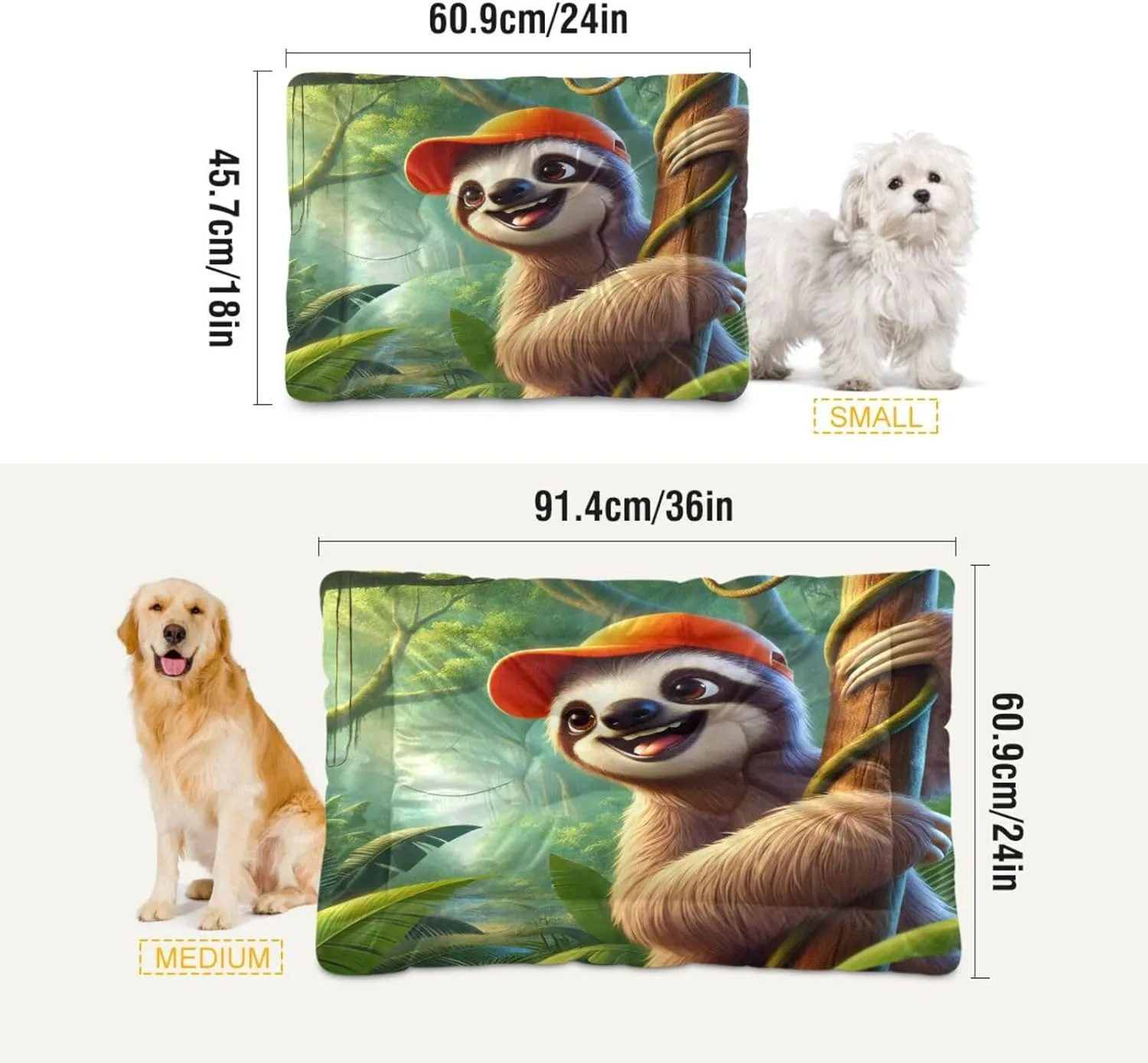 Joko Ivery Summer Sloth Rainforest Dog Cat Bed for Crate Soft Crate Pad Machine Washable Sleeping Mats Anti Slip Crate Mat for Puppy Dogs Cats Indoor Pet Supplies 2418 in