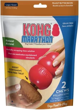 KONG Marathon - Large Dog Toy Chewy Treat - Peanut Butter Flavor, Grain Free - 2 Pack