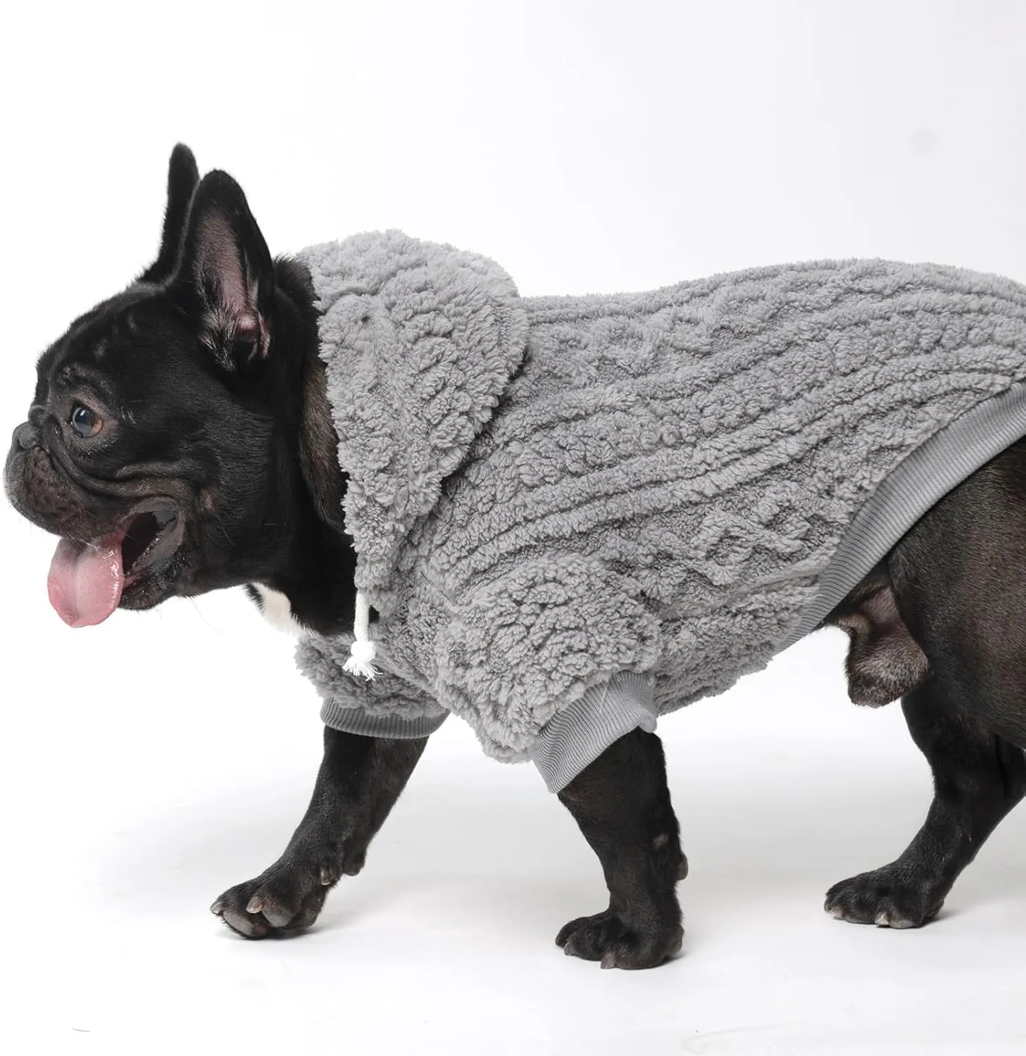 KOOLTAIL Fleece Dog Sweater Hoodie for Small Medium Large Dogs - Super Soft Fall Dog Clothes Knitted Sweatshirt with Leash Hole, Warm Winter Cold Weather Pet Coat for Puppy Cats Male/Female Grey XS