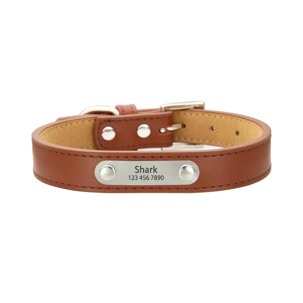 Leather Adjustable Personalized Dog Collar