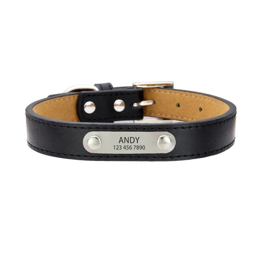 Leather Adjustable Personalized Dog Collar
