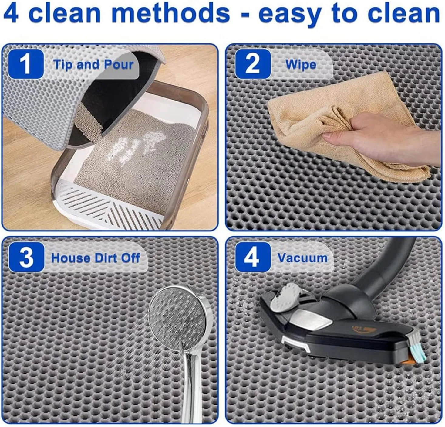 Litter Mat, Honeycomb Double Layer Easy Clean Cat Litter Trap Mats Less Waste,Soft On Paws,Non-Slip, Cat Litter Catcher,Purple-M