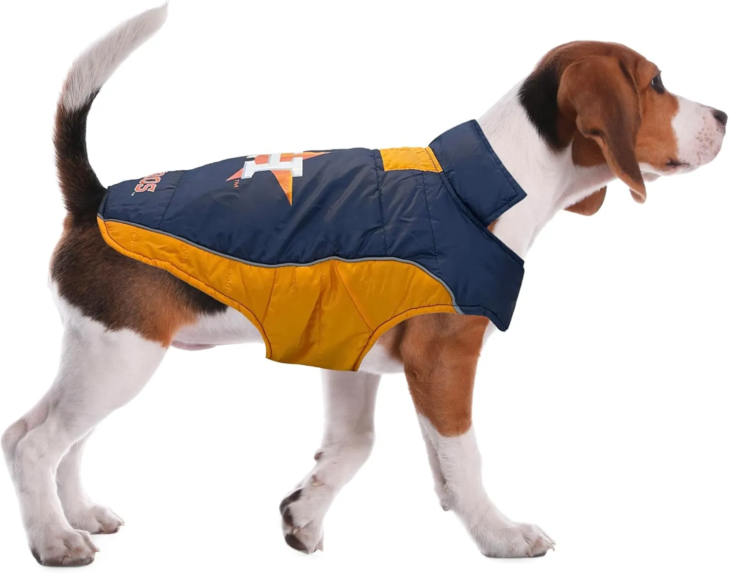 MLB Houston Astros Puffer Vest for Dogs & Cats, Size Medium. Warm, Cozy, and Waterproof Dog Coat, for Small and Large Dogs/Cats. Best MLB Licensed PET Warming Sports Jacket