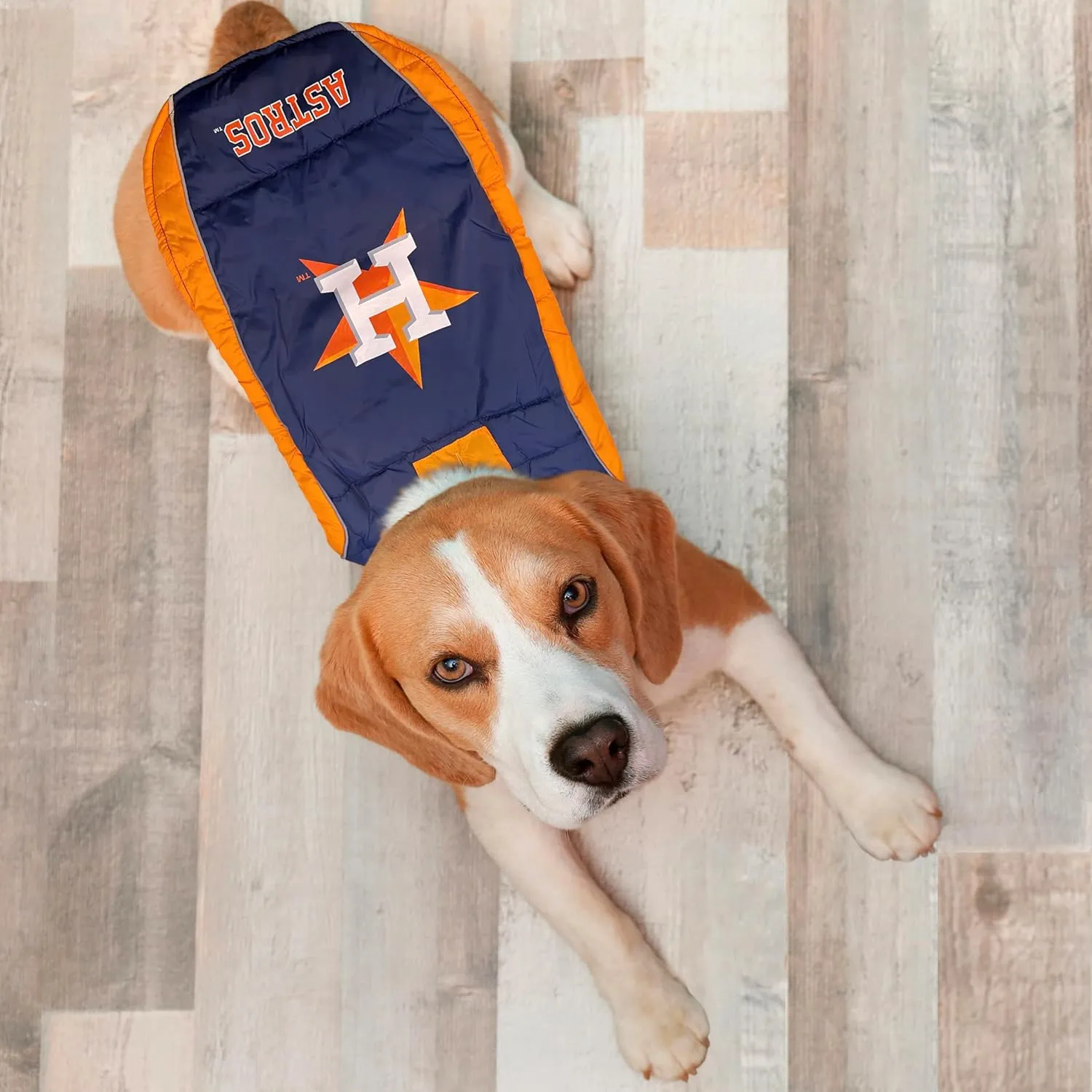 MLB Houston Astros Puffer Vest for Dogs & Cats, Size Medium. Warm, Cozy, and Waterproof Dog Coat, for Small and Large Dogs/Cats. Best MLB Licensed PET Warming Sports Jacket