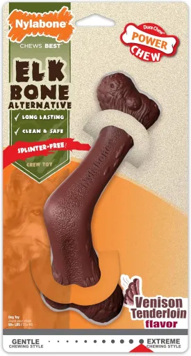 Nylabone Elk Bone Alternative Power Chew Toy for Dogs, Dog Toys for Aggressive Chewers, Venison Flavor, X-Large - 50  lbs, 1 Count