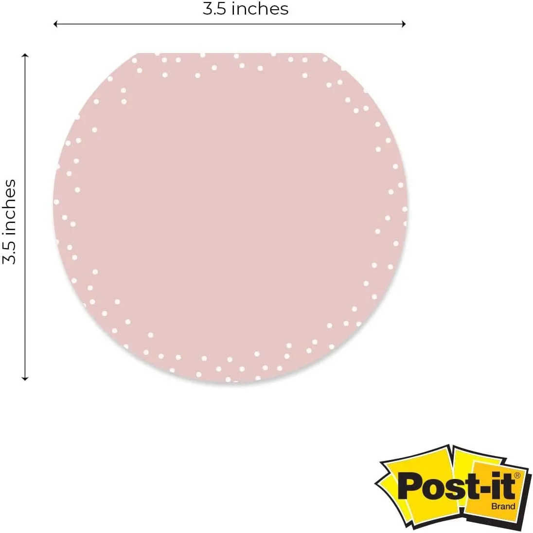 Pastel Sticky Note Pad Assortment/Set of 3 Round Flat Top Polkadot Pattern Note Pads / 3.5" Modern Sticky Notes / 50 Sheets Per Pad/Made in USA