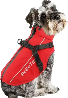 PCEoTllar Warm Winter Jacket for Dogs, Waterproof Windproof, Reflective Snow Coat with Zipper, Thick Coat for Small to Large Dogs (Red, XXL)