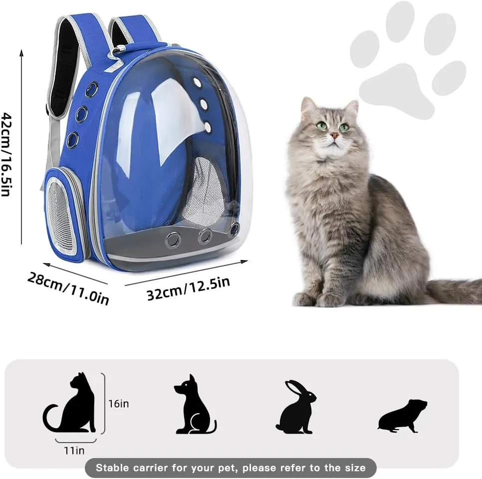 Pet Backpack Carrier,Bubble Backpack Cat Carrier,Pets and Small Dogs,Space Capsule Pet Carrier for Traveling, Walking, Hiking and Outdoor Activities (Blue)