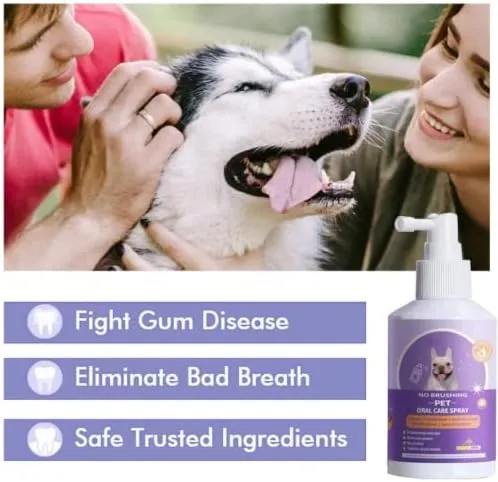 Pet Clean Teeth Spray, 2025 New Formula for Dogs Cats, No Brushing Required, Freshens Breath, Prevents Plaque Tartar, Natural Oral Care Spray (1pc)