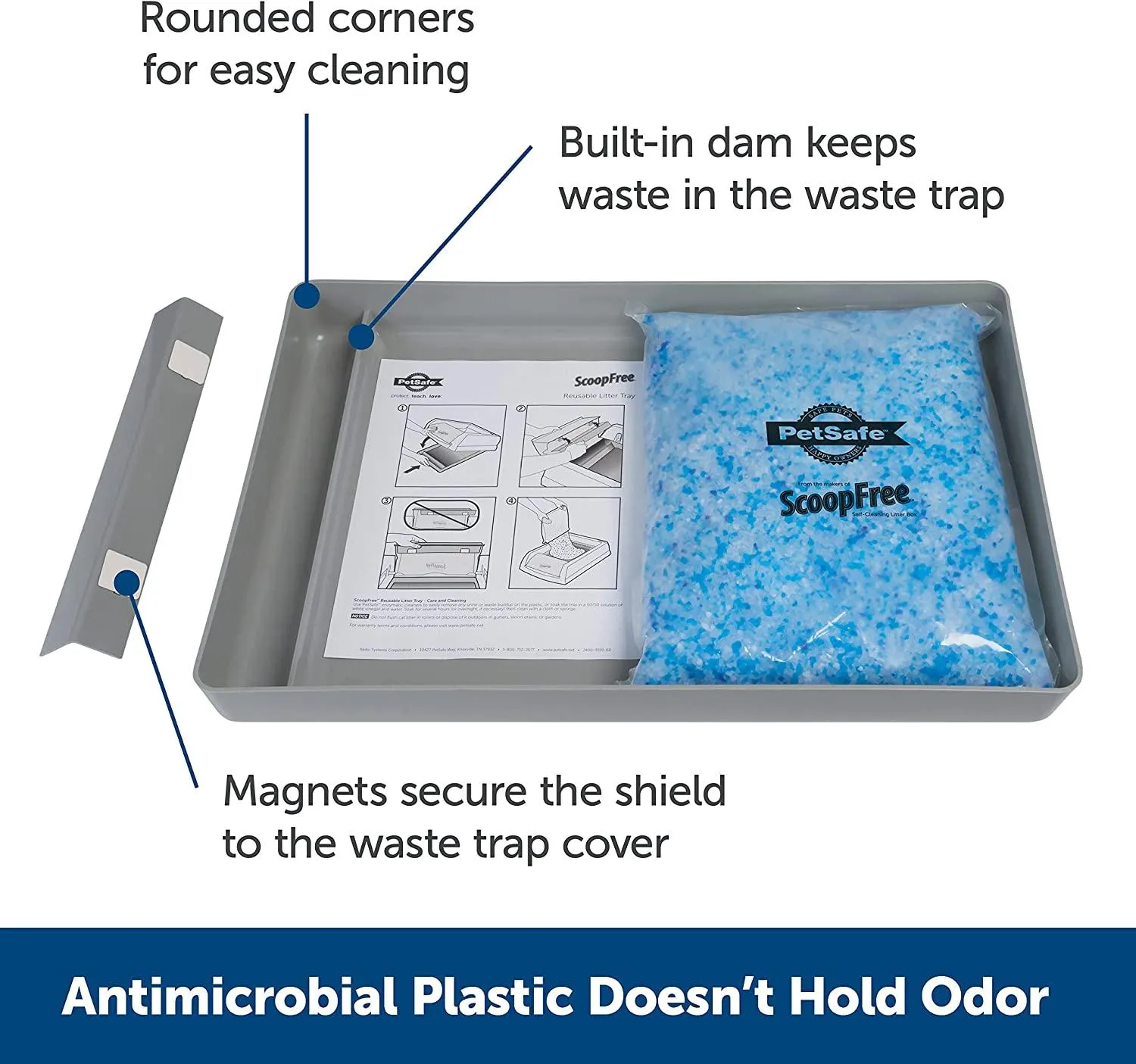 PetSafe ScoopFree Reusable Cat Litter Tray with Premium Blue Non Clumping Crystal Cat Litter