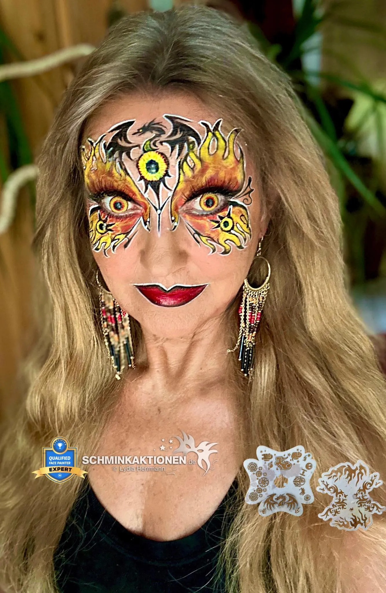 PK | FRISBEE Face Painting Stencil | NEW Mylar - Tribal and Flames - D2