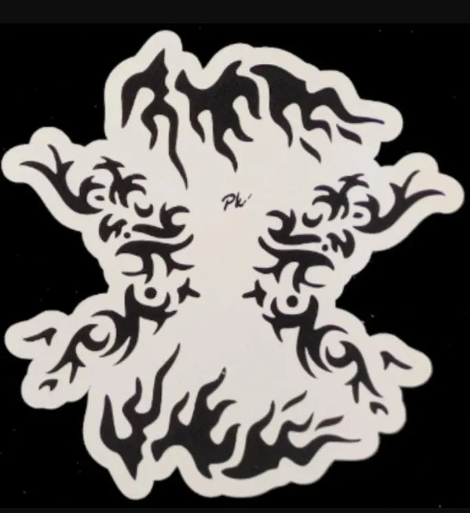 PK | FRISBEE Face Painting Stencil | NEW Mylar - Tribal and Flames - D2