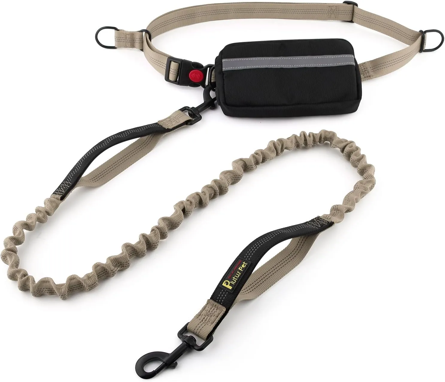 Plutus Pet Hands Free Retractable Bungee Leash with Reflective Stitches, Dual Handle Adjustable Waist Leash for Dog Walking, Running, Jogging, Medium Large Dogs