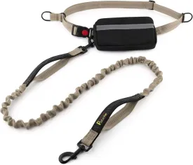 Plutus Pet Hands Free Retractable Bungee Leash with Reflective Stitches, Dual Handle Adjustable Waist Leash for Dog Walking, Running, Jogging, Medium Large Dogs