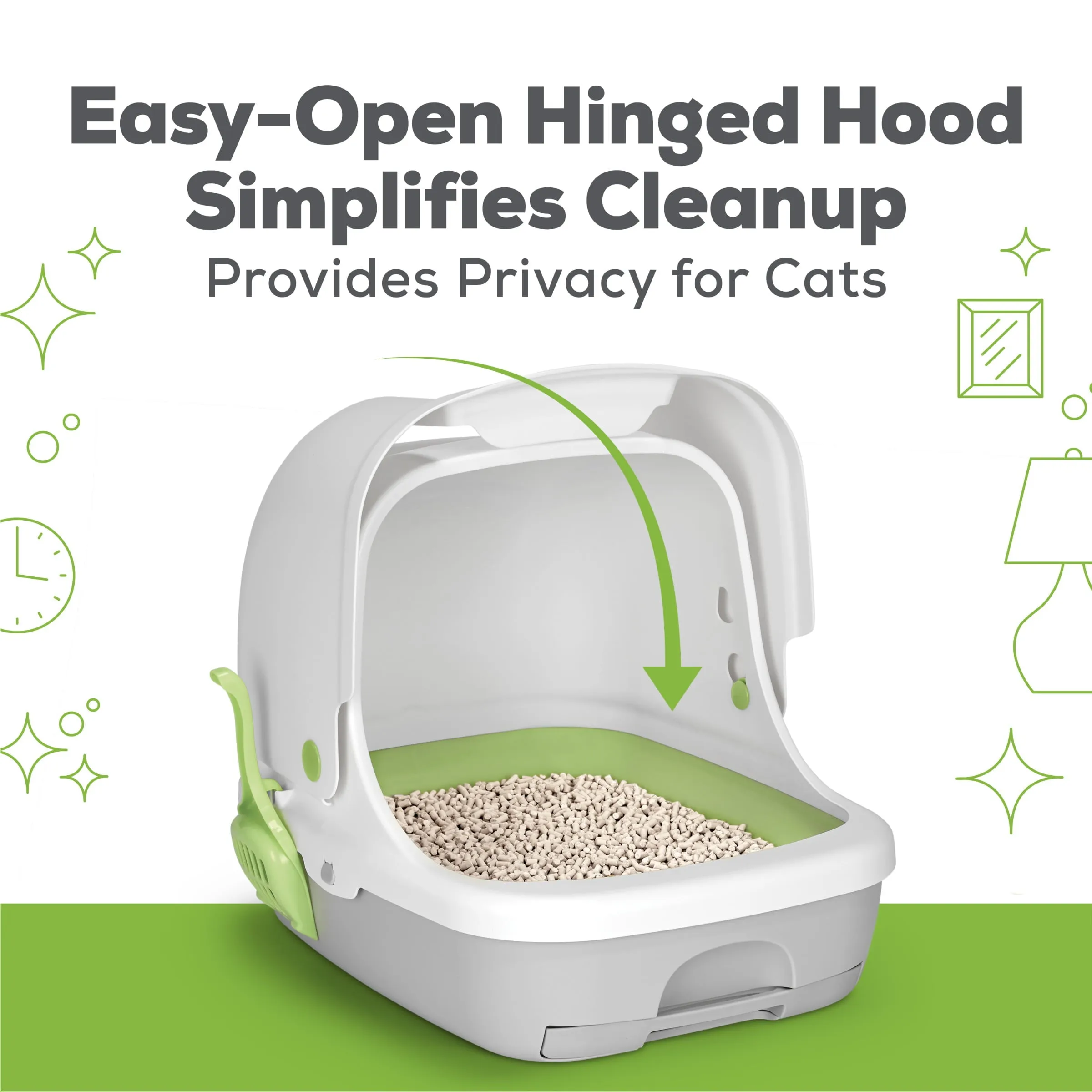 Purina Tidy Cats Hooded Litter Box System, Breeze Hooded System Starter Kit Litter Box, Litter Pellets & Pads