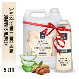 Rubz Keratin Shampoo with Conditioner (2 in 1) | with Keratin & Almond Oil for Straighter, Thicker & Shinier Hair | Sulphate & Paraben Free | For Women & Men | Best for Spa, Salon, Hotel | 5 Litre