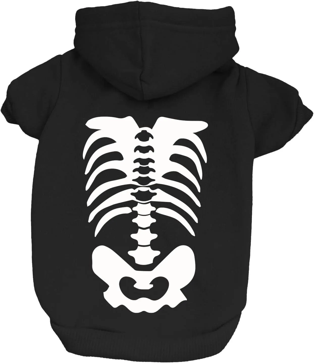 Skeleton Body Dog Hoodie Fleece Lined Pullover Sweatshirt with Leash Hole (Black, Medium 867)