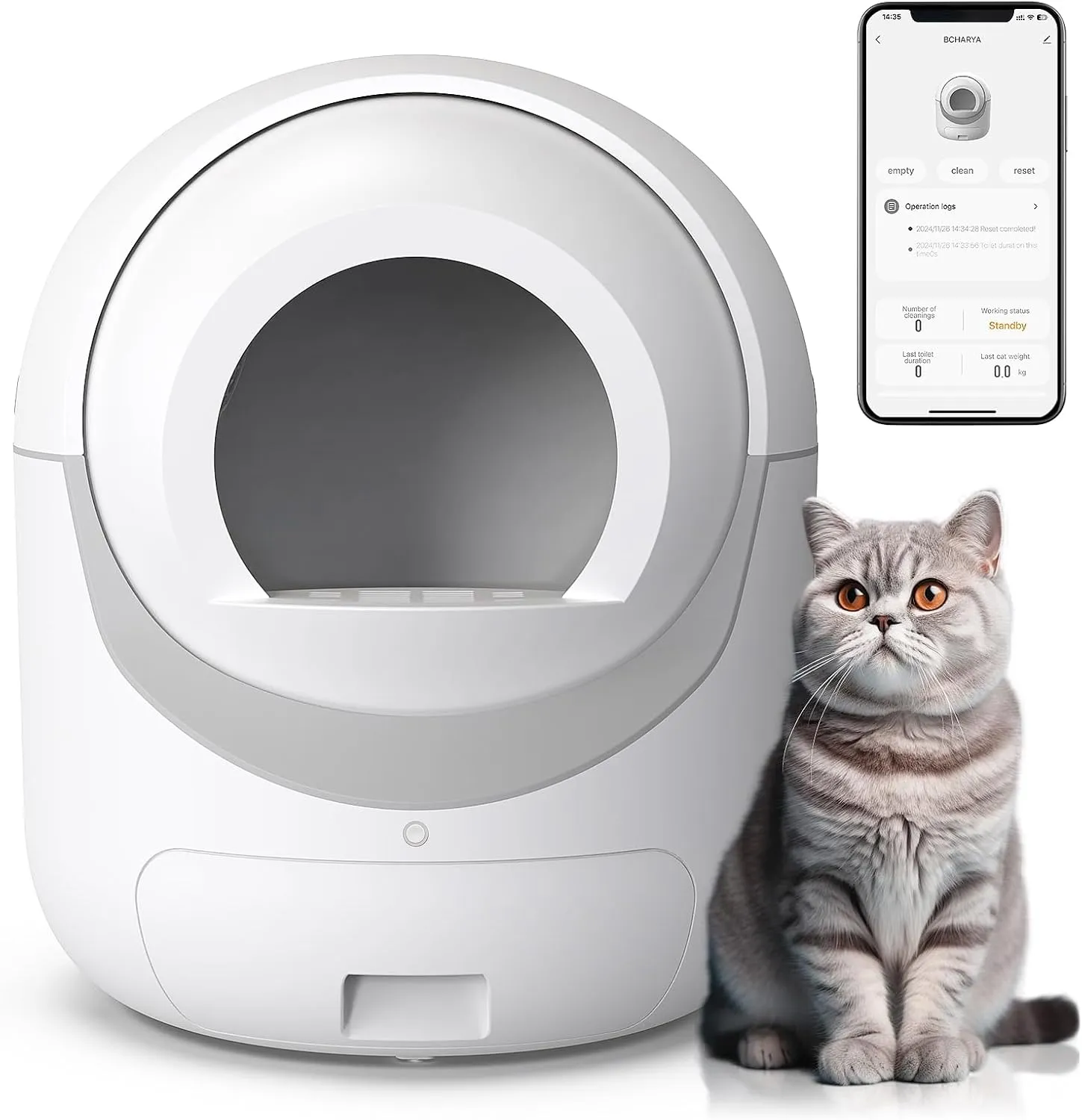 Smart Self-Cleaning Cat Litter Box  Automatic Odor Control, App Monitoring & Ultra-Quiet Design for Multi-Cat Homes