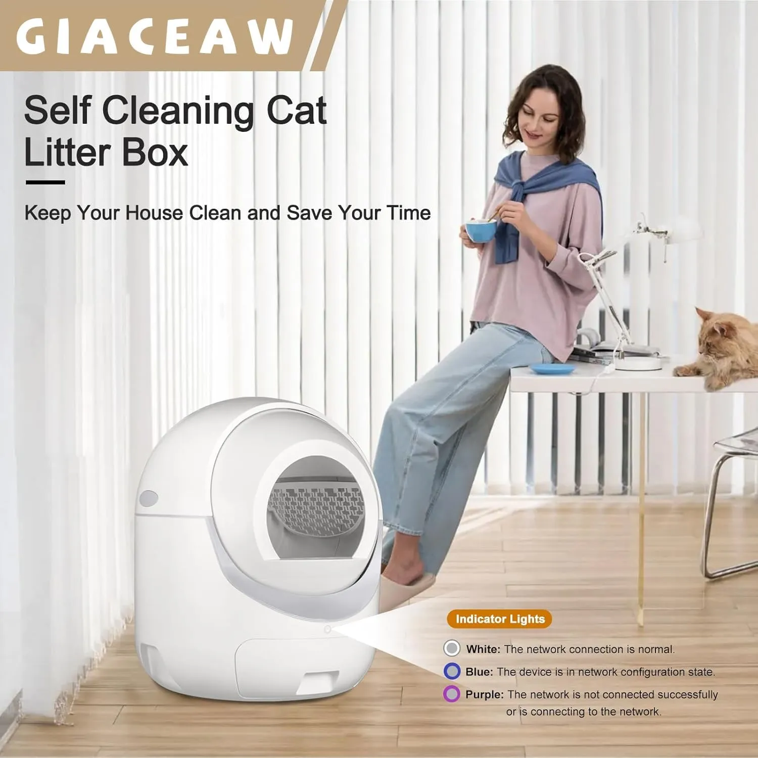 Smart Self-Cleaning Cat Litter Box  Automatic Odor Control, App Monitoring & Ultra-Quiet Design for Multi-Cat Homes