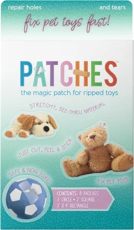 SNUG AROOZ Health Extension Patches for Your Pet's Ripped Toys, Transparent Patches, Stuffed Toy Repair Kit, Stretchy, Safe and Non-Toxic, Repair Holes and Tears of Toys (Contains 8 Patches)