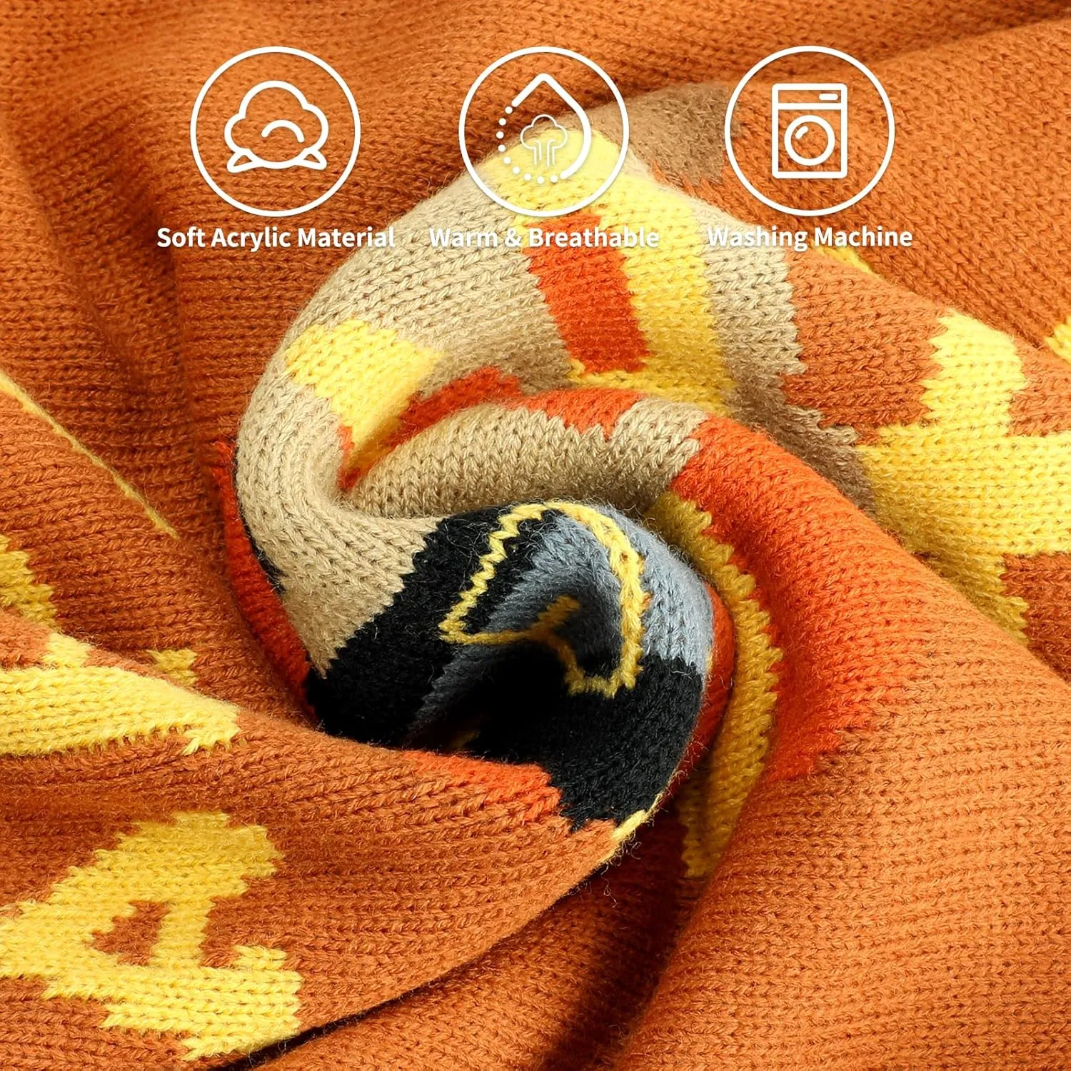 Thanksgiving Dog Turkey Sweaters Pullover Knitwear,Thick Warm Pet Knitted Clothes, Fall Turtleneck Dog Sweaters for Medium Large Dogs Girl Boy Pet Outfits Sweatshirt for Cold Weather S