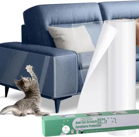 [Thicken Vinyl] Cat Scratch Furniture Protector, 162"x15" Couch Protector from Cat Claws, Single-Sided Sticky Anti Scratch Furniture Protector,Extended Size Protects More Furniture 50 Fixing