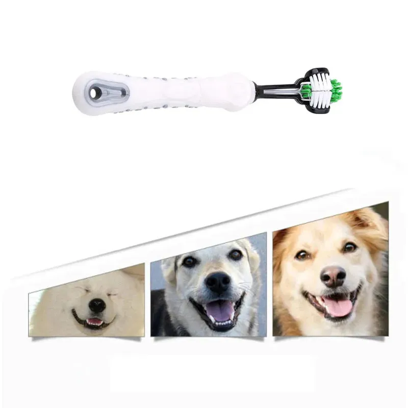 Three-Sided Pet Toothbrush for Dogs and Cats – Tartar Removal & Bad Breath Care