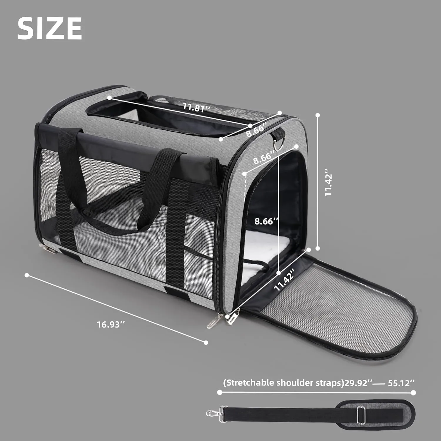 TWDEPART Cat Carrier Backpack - Durable, Ventilated & Foldable with Roll-Up Shade, Includes Free Collapsible Bowl & Cushion for Stress-Free Travel (Grey)