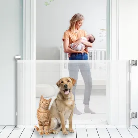Upgraded Retractable Baby Gate for Stairs, 34"Tall Expands 71"Wide Ideal Safety Solution Dog Gate for Stairs Doorways Hallways Indoor Outdoor Mesh Baby Gate Retractable Screen Door(White,86CMx180CM)