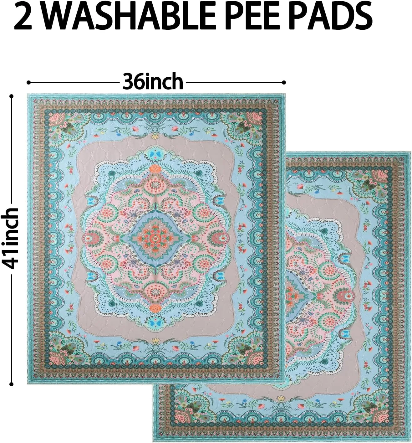 Washable Pee Pads for Dogs, 36"x41" 2 Pack Reusable Puppy Pads Pet Training Pads, Super Absorbent, 100% Waterproof Dog Pee Pads, Whelping, Housebreaking, Incontinence, for Playpen