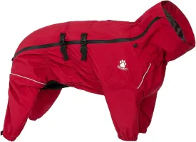 Waterproof Pet Raincoat, 4 Legs Design with Leash Hole and Reflective Strips, Lightweight Poncho for Small to Medium Dogs, Puppy Rain Jacket (Red, 2XL)